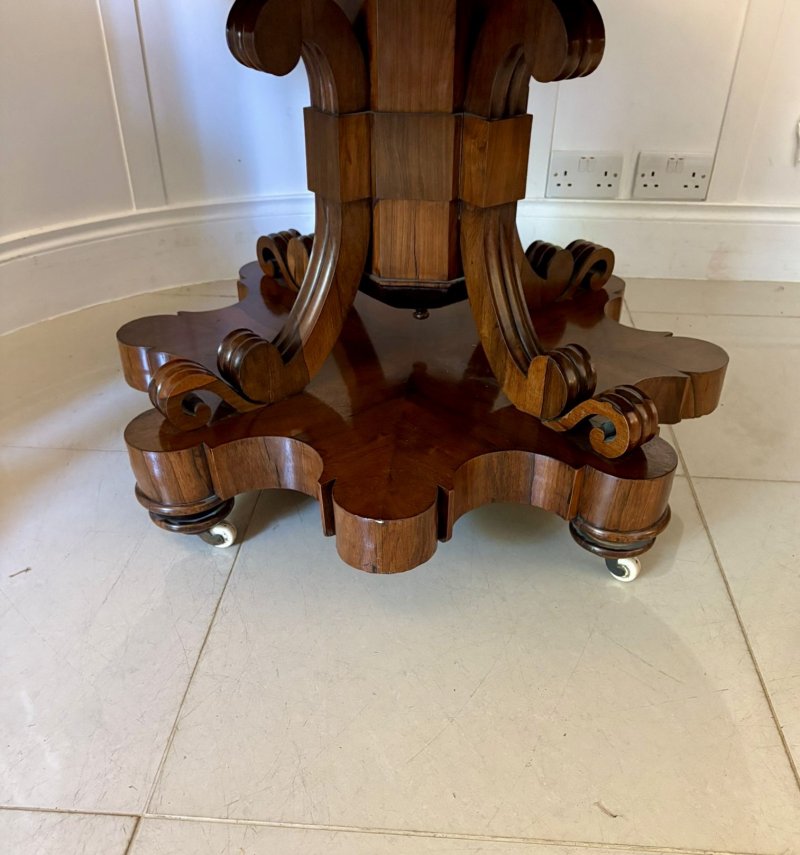 Outstanding Quality Antique Victorian Rosewood Circular Centre/Dining Table - Image 8